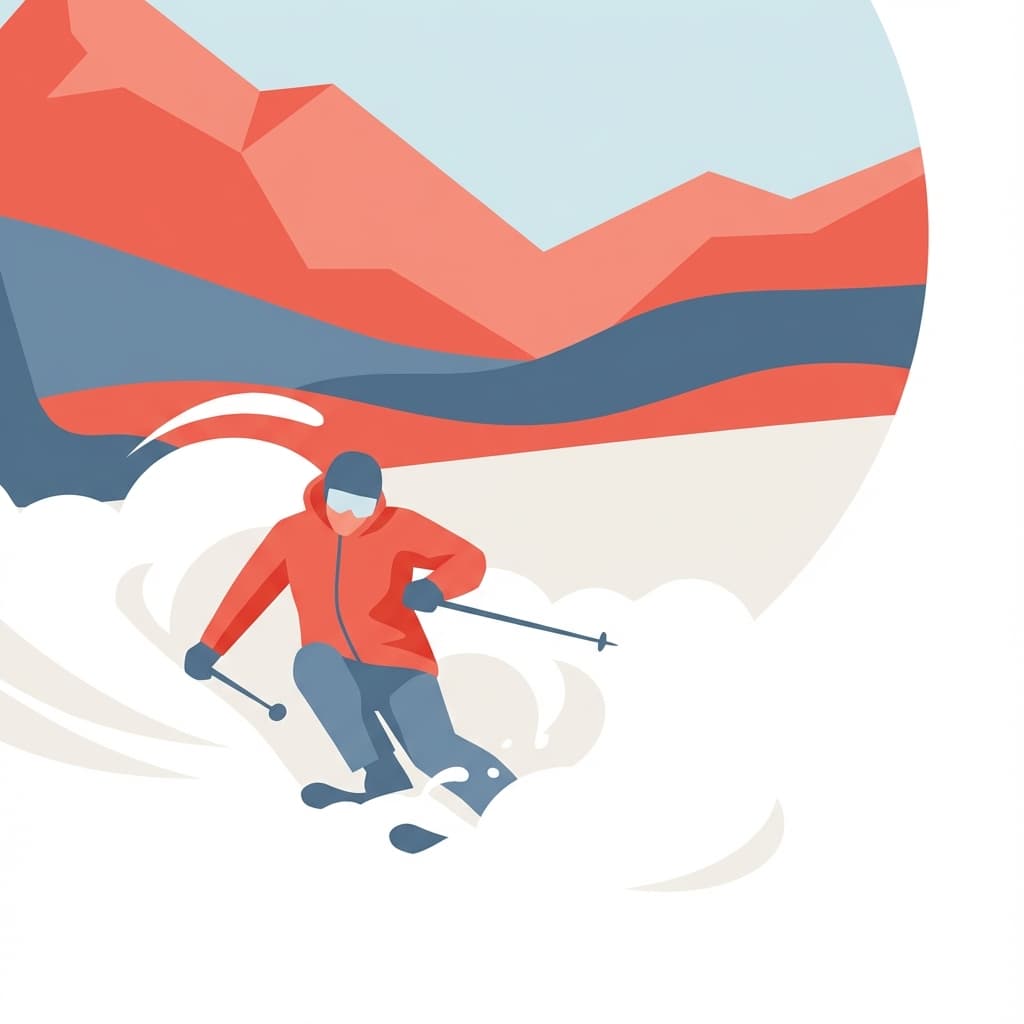 Narciarz w minimalistycznym stylu vectorowym